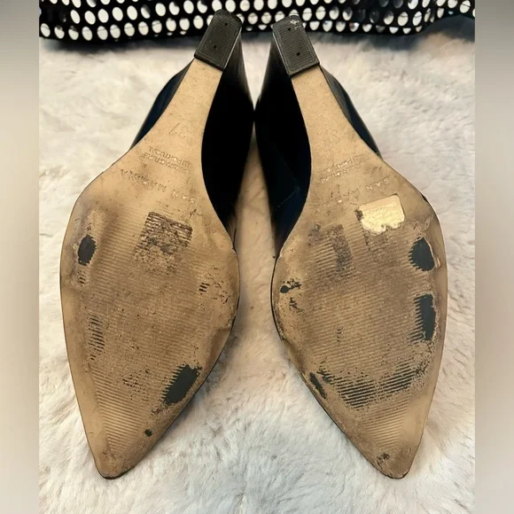 San Marina Navy Wedge Pointed Toe Heels Pump - Picture 9 of 10